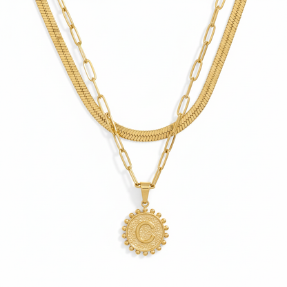 Nuvella Double Chain Initial Necklace