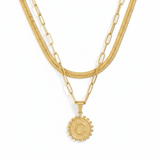 Nuvella Double Chain Initial Necklace